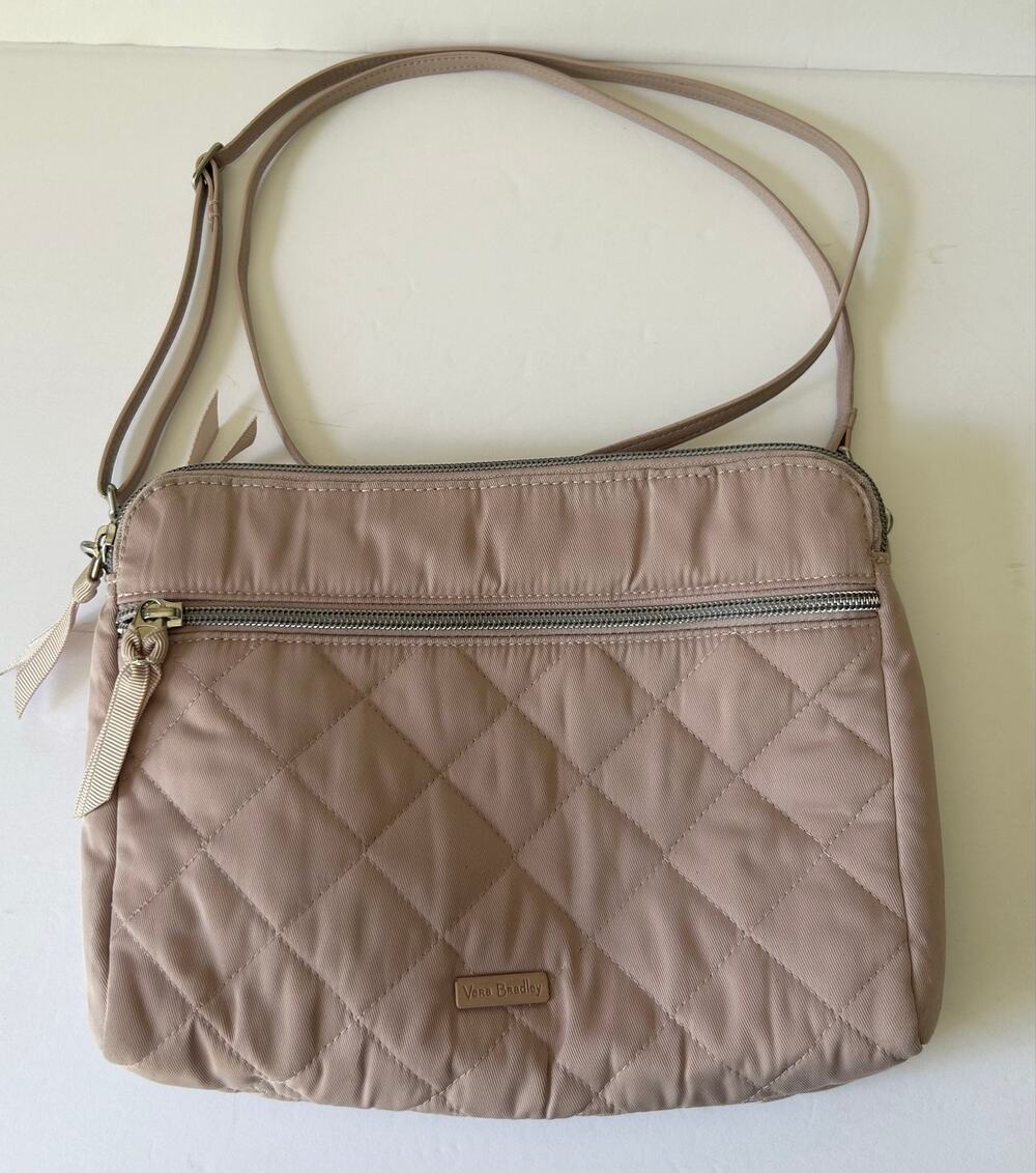 Vera Bradley Triple Compartment Quilted Crossbody Purse Twill Dover
 Mauve